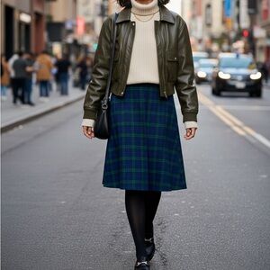 VTG Cricket Lane Black Watch Tartan Plaid Midi Skirt - Dark Academia Preppy